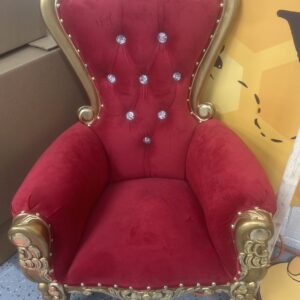 Red Classic Kid Throne Chair Gold Trim