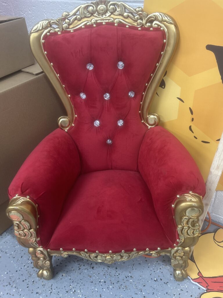 Red Classic Kid Throne Chair Gold Trim rental